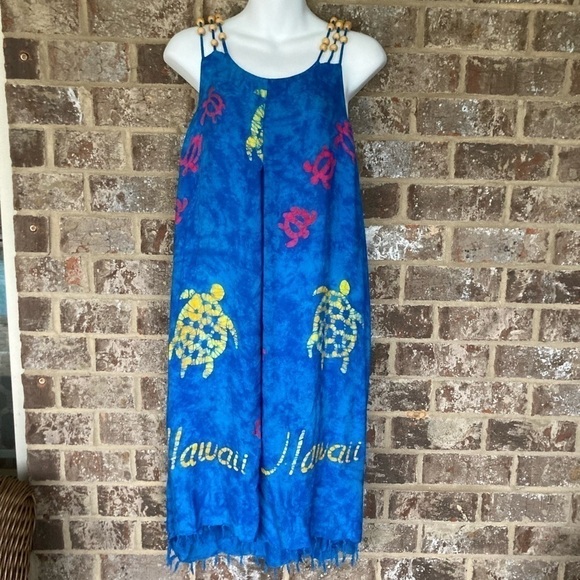 Kisses and hugs dress Size Large Swim Cover Beaded straps Hawaii Turtles - Picture 1 of 10
